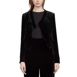 BCBG MAXAZRIA Sz M Lloyd Layered Asymmetric Velvet Jacket Tuxedo Black Party